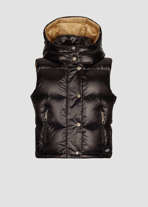 GILET IN PIUMINO CON CAPPUCCIO STACCABILE