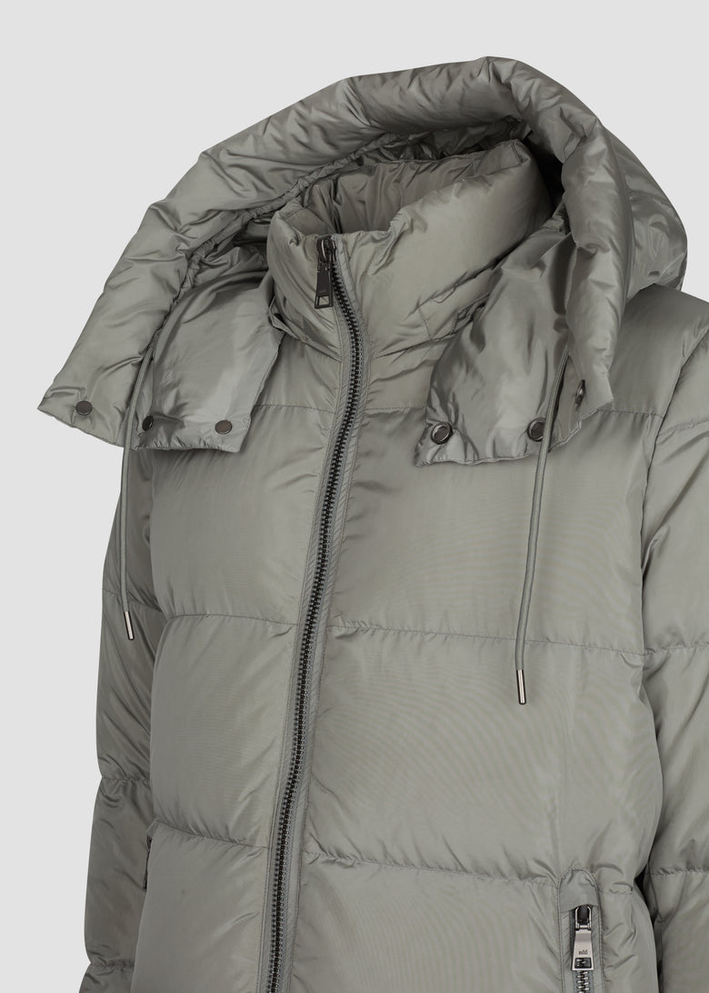 bomber in nylon taffetà with down padding and detachable hood