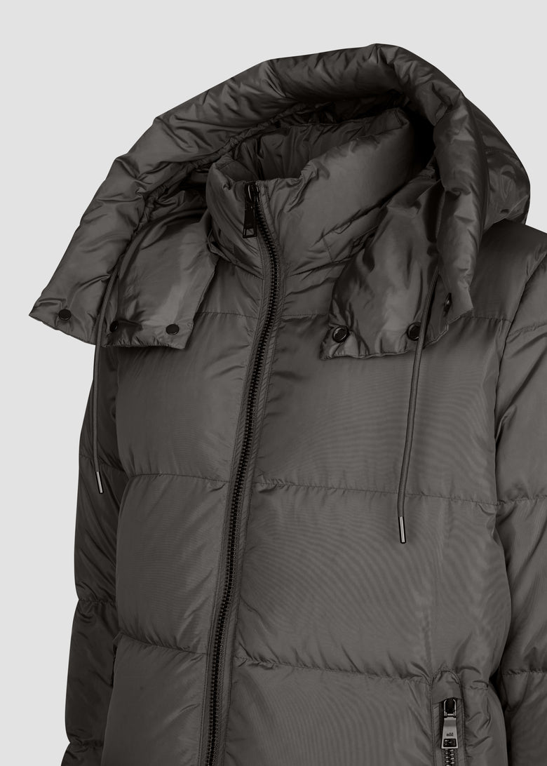 bomber in nylon taffetà with down padding and detachable hood