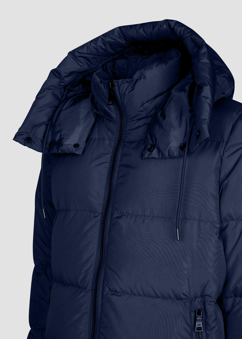 bomber in nylon taffetà with down padding and detachable hood