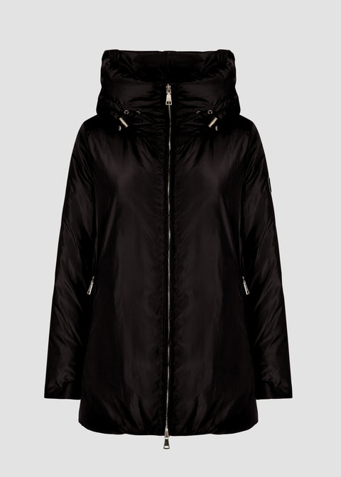 Hooded water-repellent padded jacket