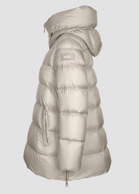 LONG jacket made of ultralight cocoon nylon with adjustable hood