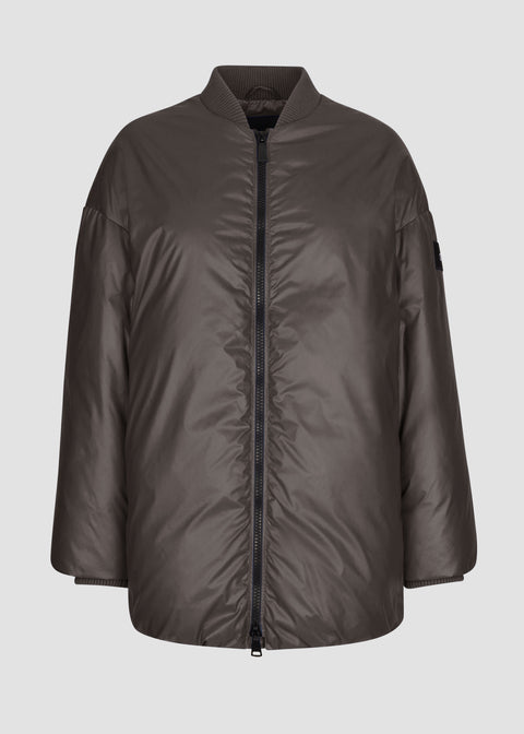 Water-repellent waxed nylon bomber jacket