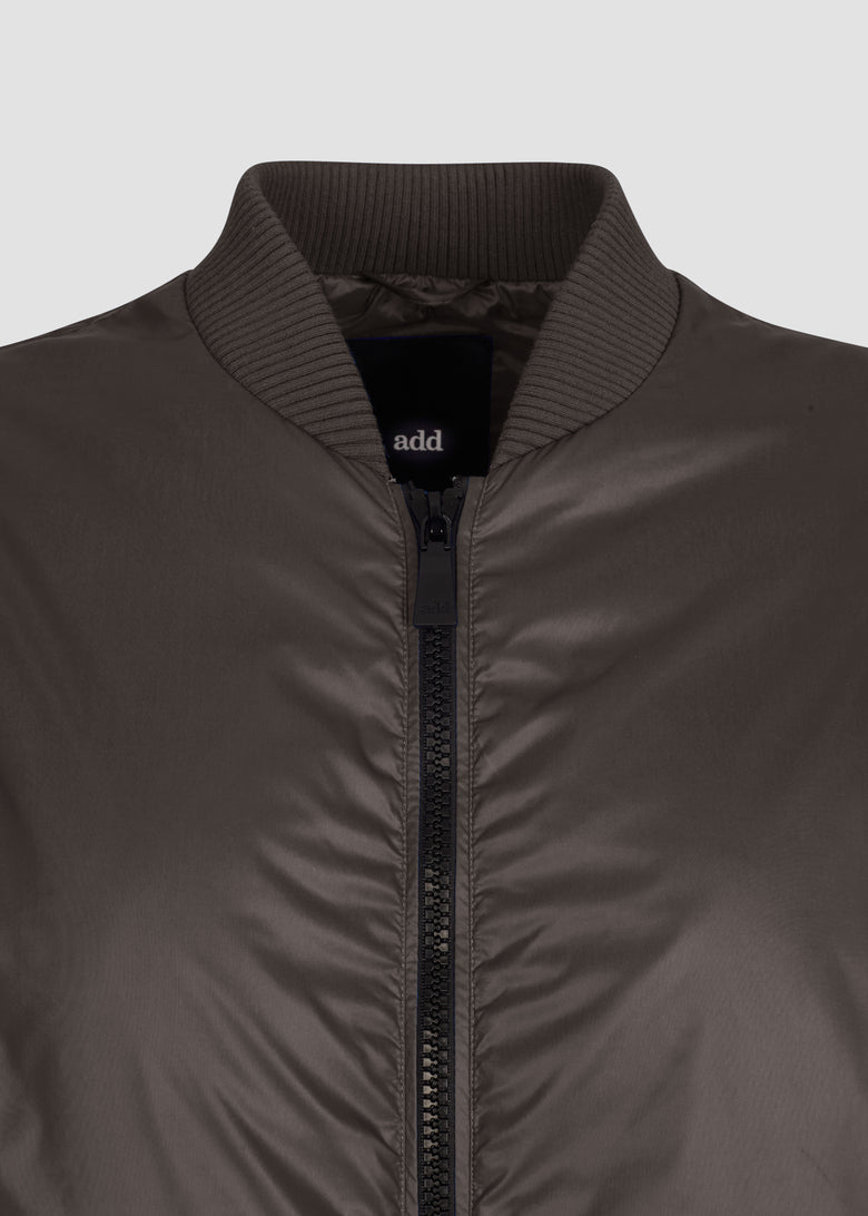 water-repellent waxed nylon bomber jacket