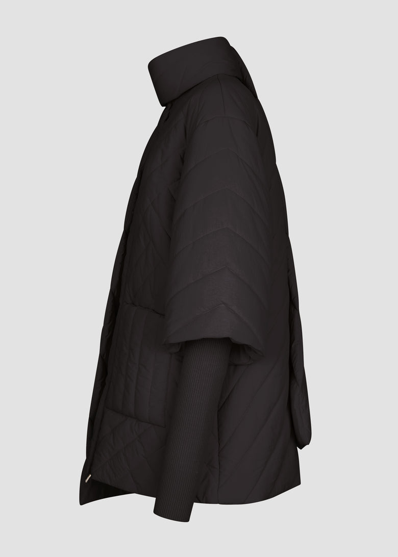 padded cape coat detachable knit rib sleeves