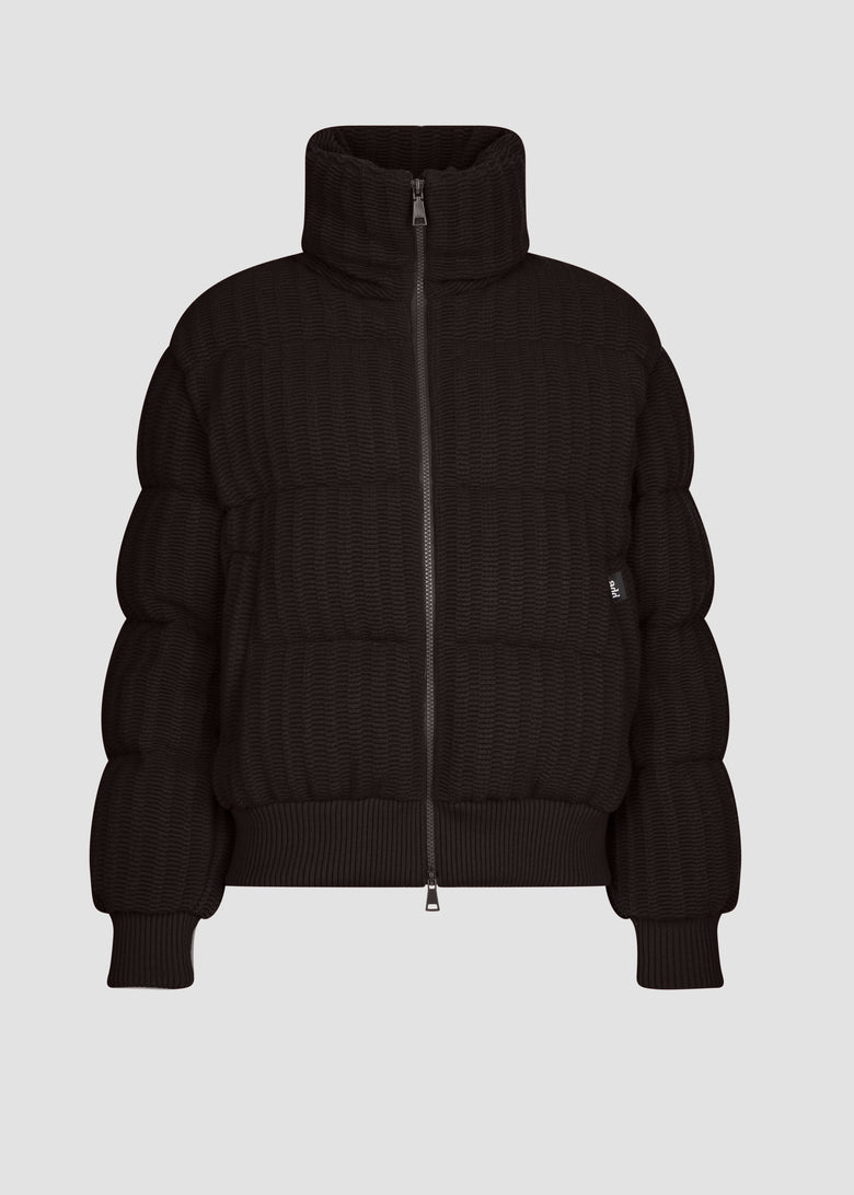 bubble up knit rib down jacket