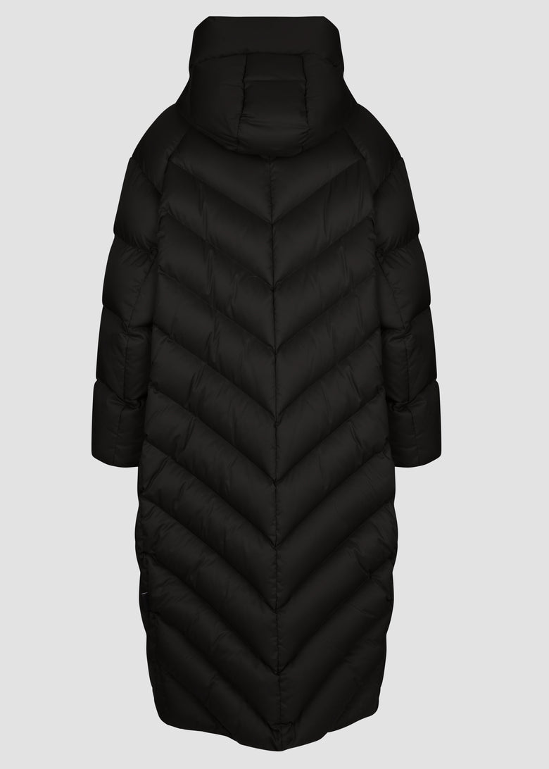 long down coat with detachable hood