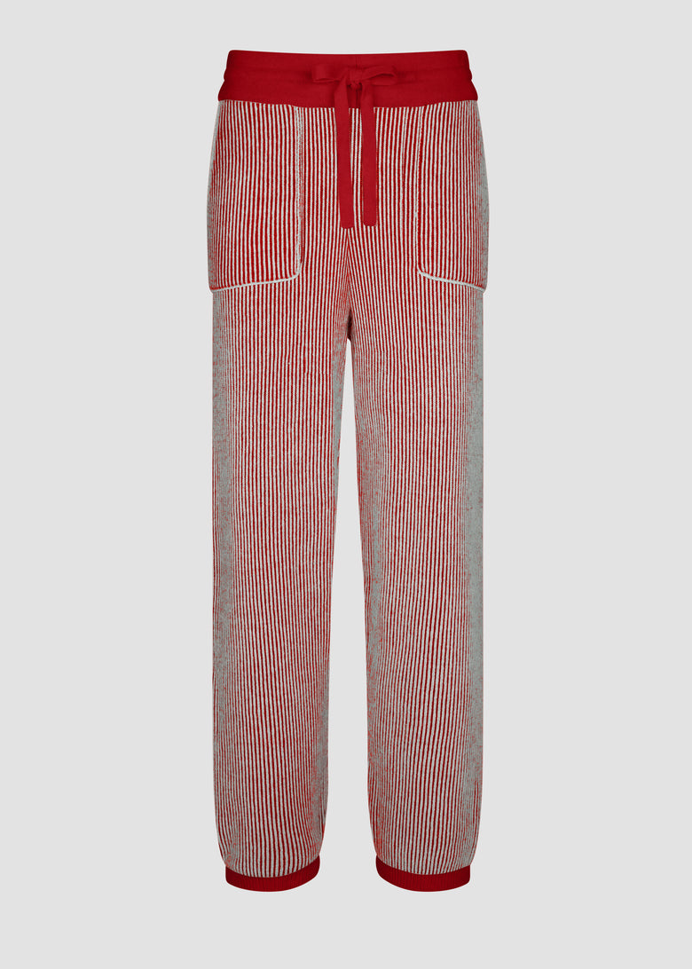 TROUSERS IN DOUBLE-SIDED RIB KNIT