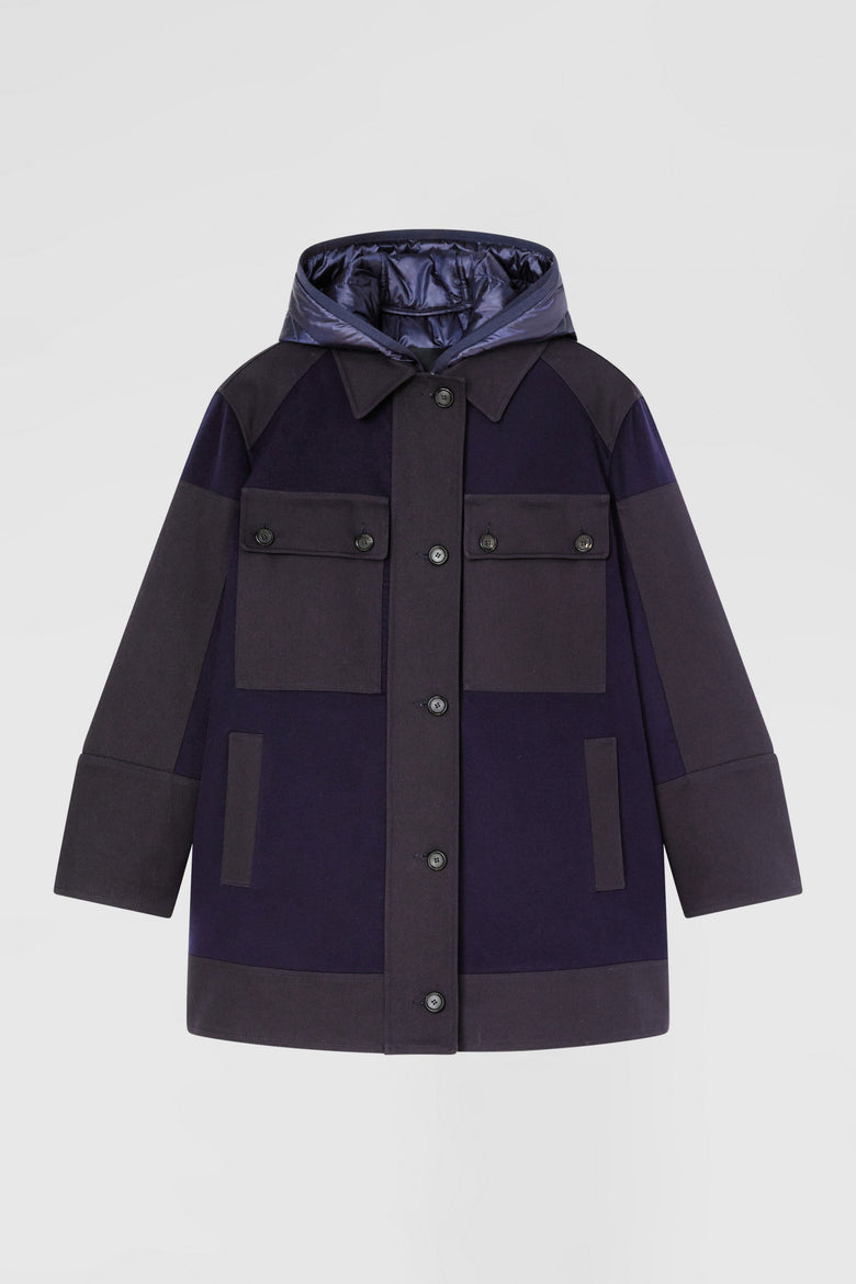 Coat with inner hooded padded jacket